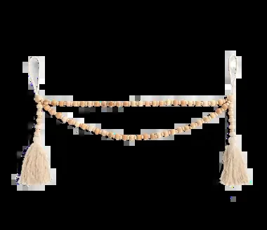 Double Swag Natural Wood Bead Garland