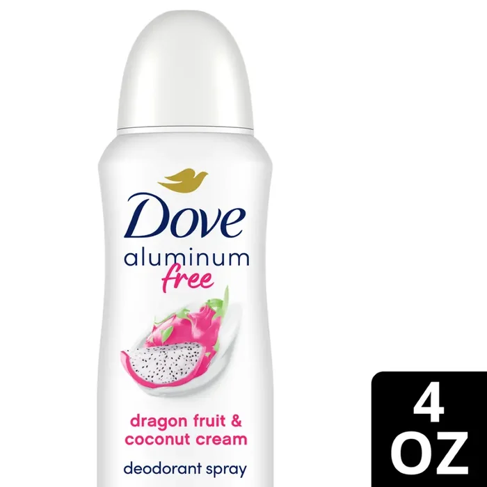 Dove Aluminum Free Deodorant Spray for odor control Dragon Fruit & Coconut Cream 72 hour odor protection 4 oz