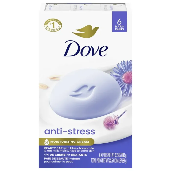 Dove Beauty Bar Gentle Cleanser Anti-stress Cream Bar 6 Pack