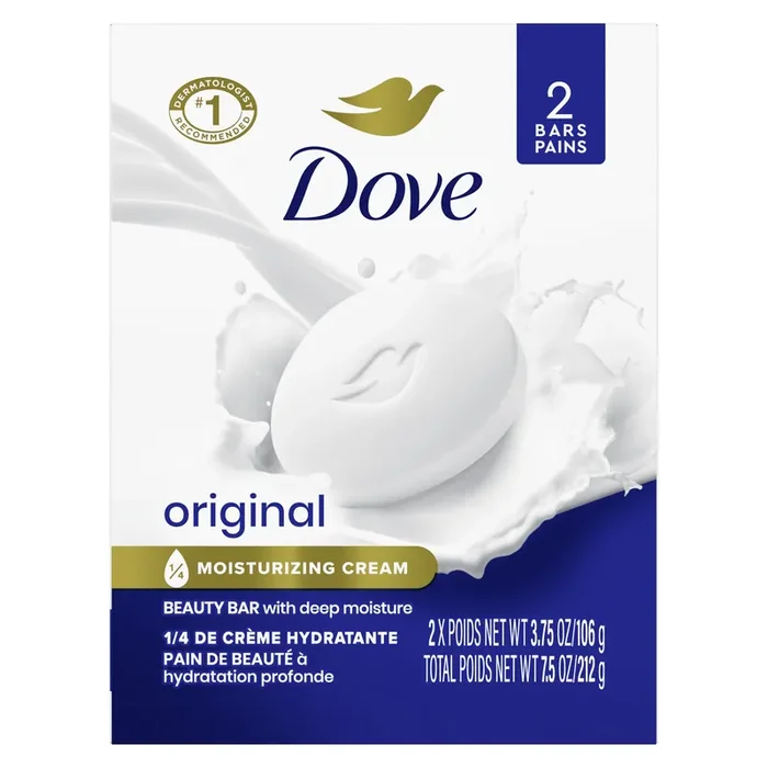 Dove Beauty Bar Gentle Skin Cleanser Original, 3.75 oz, 2 Bars
