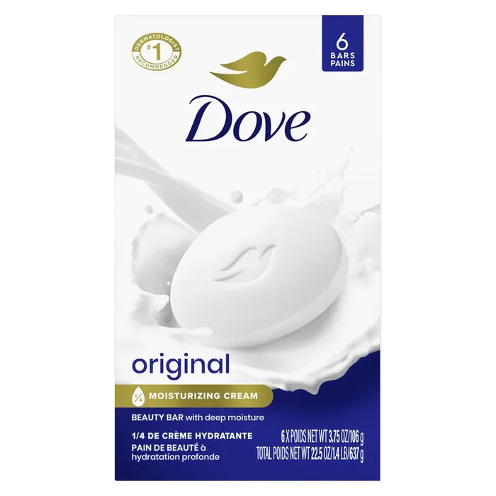 Dove Beauty Bar Gentle Skin Cleanser Original, 3.75 oz, 6 Bars