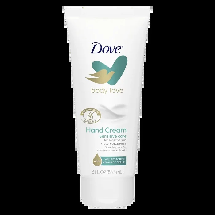 Dove Body Love Fragrance-Free Hand Cream Sensitive Care, 3 oz