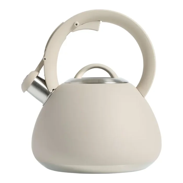 Dove Gray and Stainless Steel Whistling Stovetop Tea Kettle