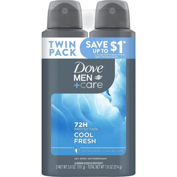 Dove Men+Care 72 Hr Antiperspirant Dry Spray – Cool Fresh, 7.6 oz