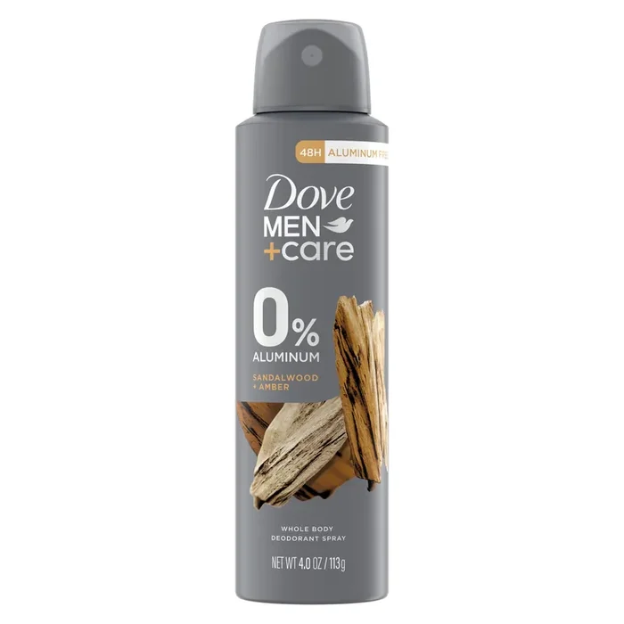 Dove Men+Care Aluminum Free Dry Spray Sandalwood + Amber, 4 oz