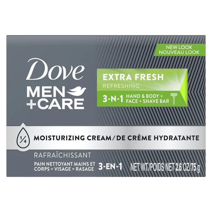 Dove Men+Care Body and Face Bar Cleanser Extra Fresh, 2.6 oz, 1 Bar