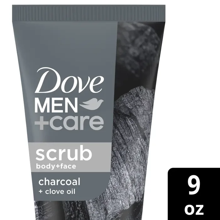 Dove Men+Care Body and Face Scrub Deeply Exfoliates for Hydrated & Nourished Skin Charcoal & Clove Oil 100% 9 fl oz