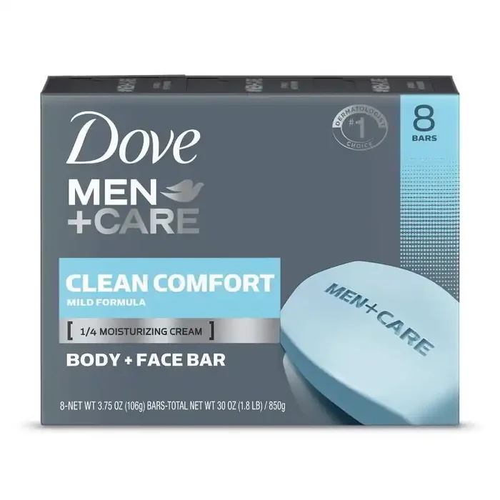 Dove Men+Care Clean Comfort Body & Face Bar Soap – 8pk – 3.75oz each