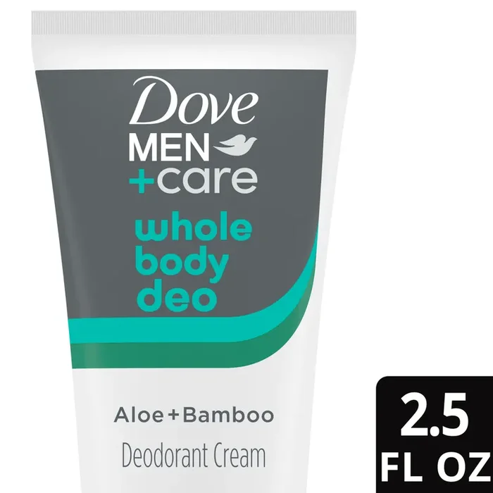 Dove Men+Care Whole Body Deodorant Cream, Aloe & Bamboo, 2.5 Oz