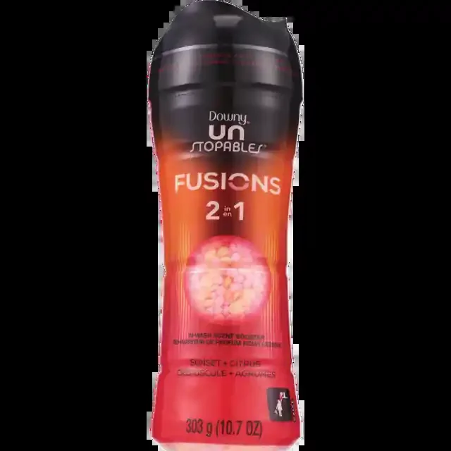 Downy Unstopables Fusions 2-In-1 In-Wash Scent Booster Beads, Sunset + Citrus, 10.7 Oz