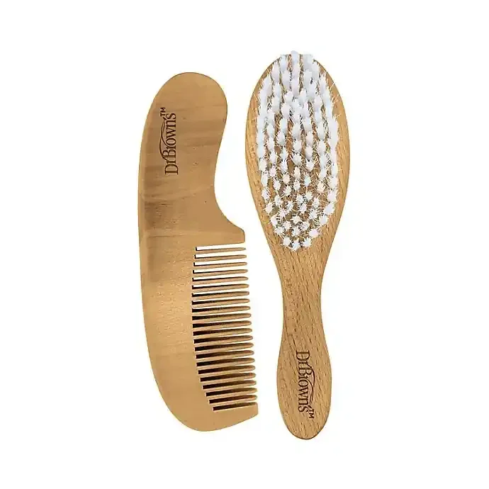 Dr. Brown‘s Dr. Brown’s Soft and Safe Baby Brush + Comb – Brown