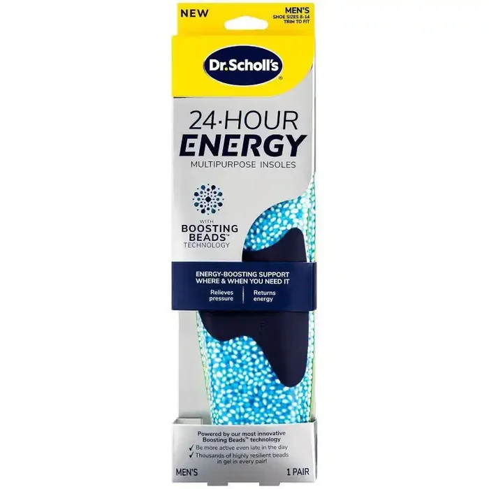 Dr. Scholl‘s 24-Hour Energy Multipurpose Insoles, Returns Energy with every step, Relieves Foot Pressure & Tired Achy Feet, Memory Foam & Gel Insert, Men‘s Shoe Size 8-14, 1 Pair