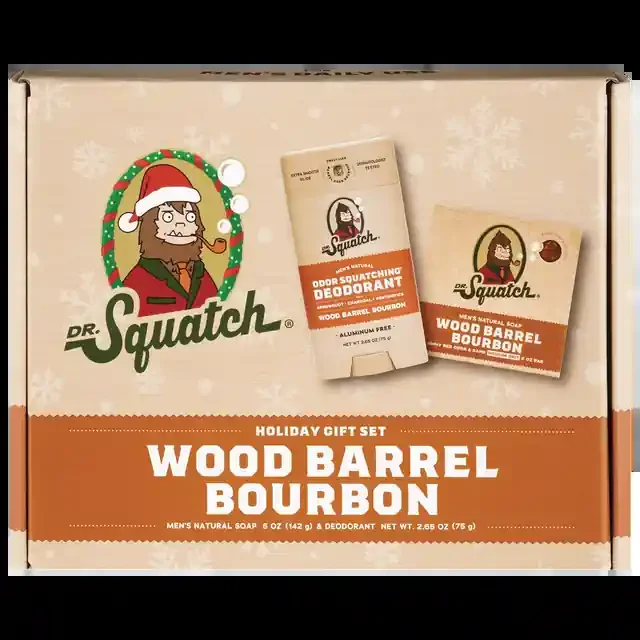 Dr. Squatch Holiday Soap & Deo Gift Pack, Wood Barrel Bourbon