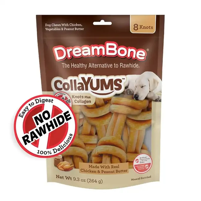 DreamBone CollaYums Twists Real Chicken & Peanut Butter Dog Chews 10 Each