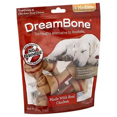 Dreambone Dog Chews No Rawhide Vegetable & Chicken Medium Pouch