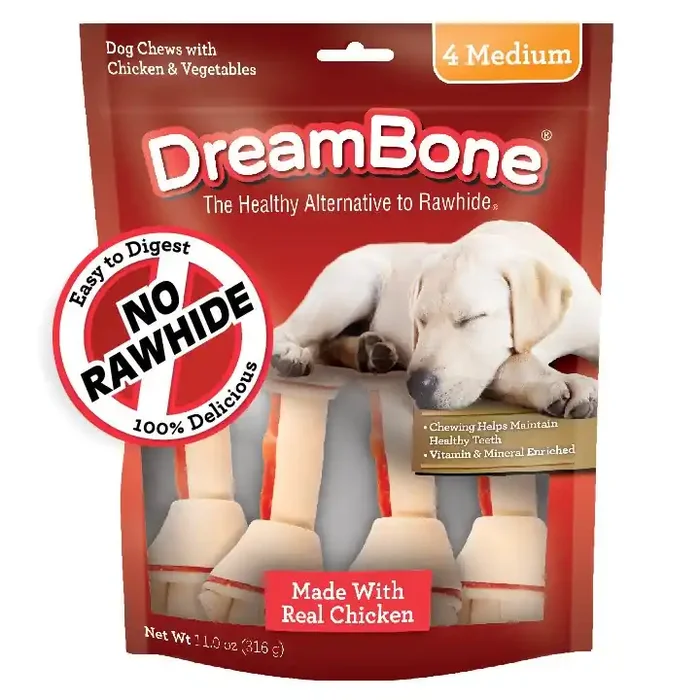 DreamBone Medium Chews With Real Chicken 4 Count, Rawhide-Free