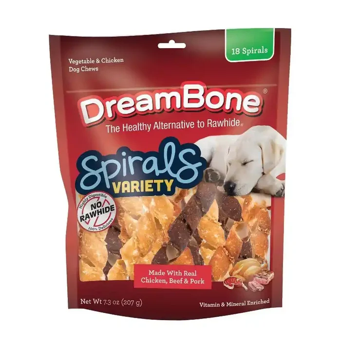 DreamBone Spirals with Beef, Pork and Chicken Flavor Dog Treats – 18ct/7.3oz
