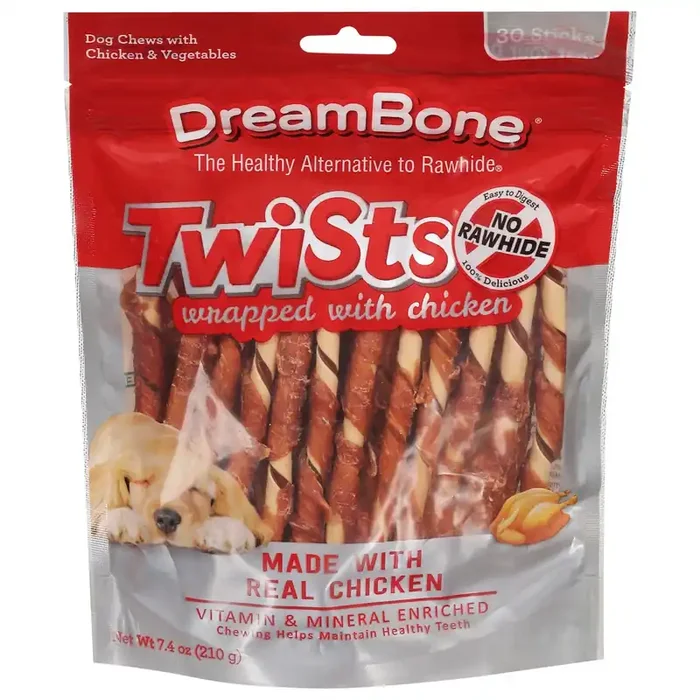 DreamBone Twists Wrapped with Chicken Dog Chews with Chicken & Vegetables 30 Sticks