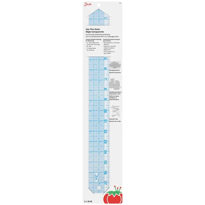 Dritz Ruler See-Thru, 2in x 18in