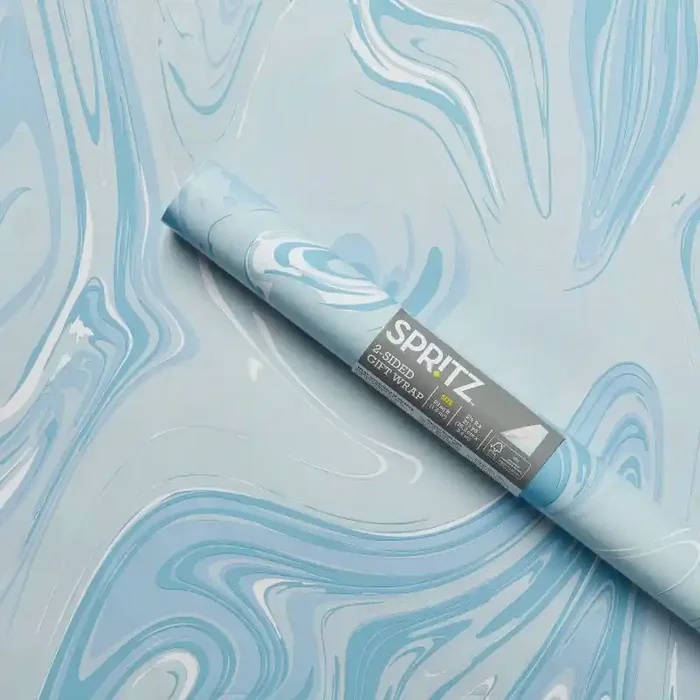 Dual Sided Roll Wrap Marble Pattern Blue and Peach – Spritz™