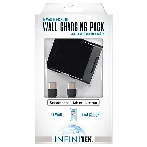 Dual Wall Fast Charging Pack With 3.3 Usb Type C -usb C Cable Black 18w – EA