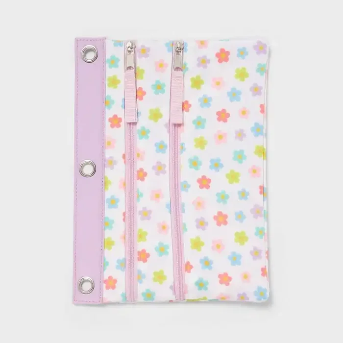 Dual Zip Binder Pencil Pouch Daisy – up&up™