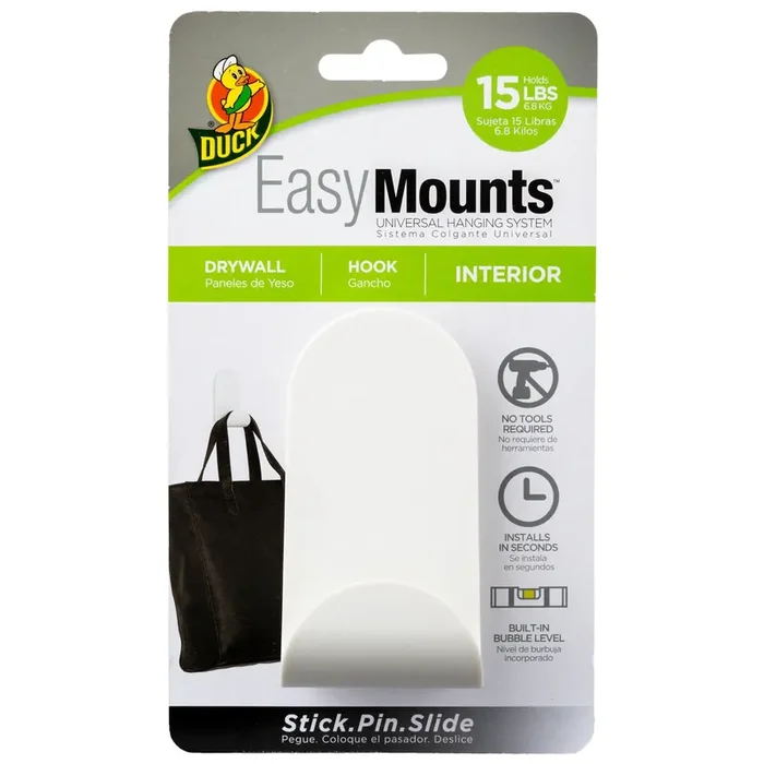 Duck EasyMounts Interior Drywall J-Hook – White