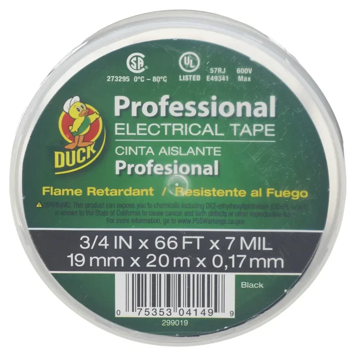 Duck Professional Electrical Tape 3/4″ x 66‘, Black