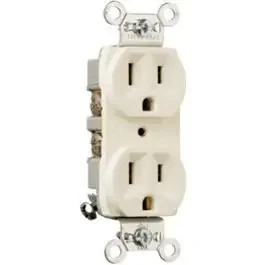 Duplex Outlet, Heavy-Duty, Light Almond, 125-Volt, 15-Amp