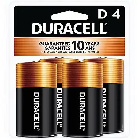 Duracell Coppertop D Alkaline Batteries – 4 Count