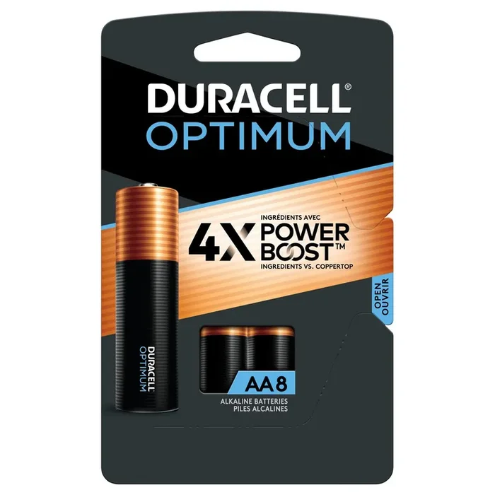 Duracell Optimum Alkaline Batteries, 1.5V AA, 8/Pack