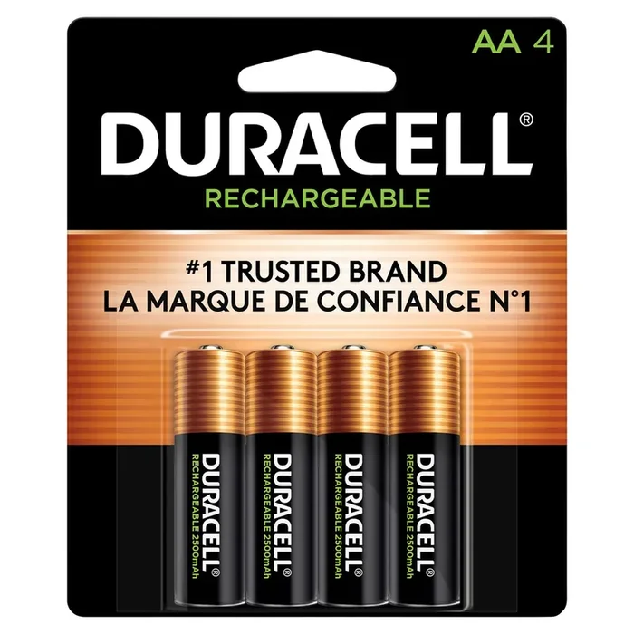 Duracell Rechargeable AA NiMH Batteries, 4/Pack