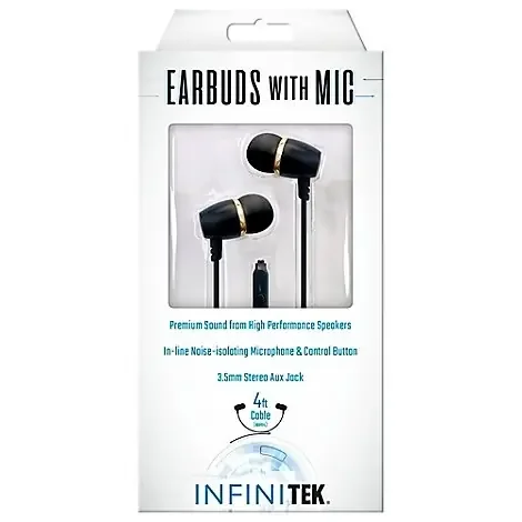 Earbuds With Mic Black Premium Sound High Performance Speakers – EA