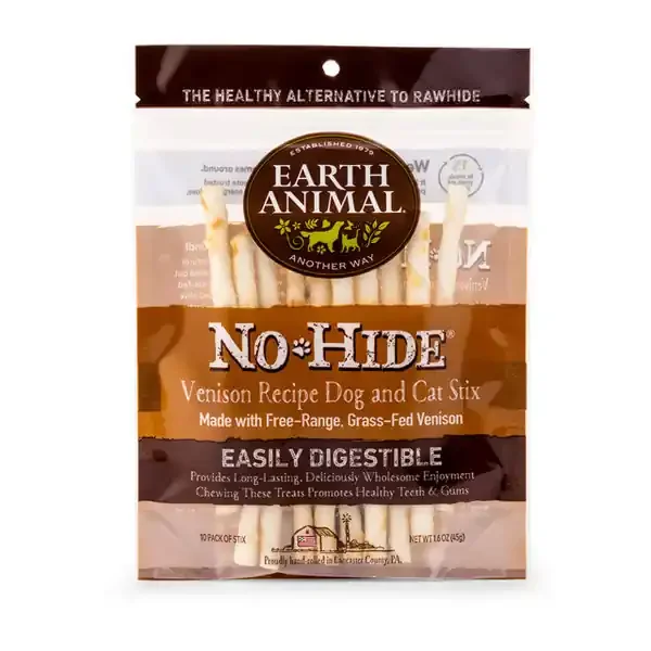 EARTH ANIMAL DOG NO-HIDE VENISON STIX 10 PACK