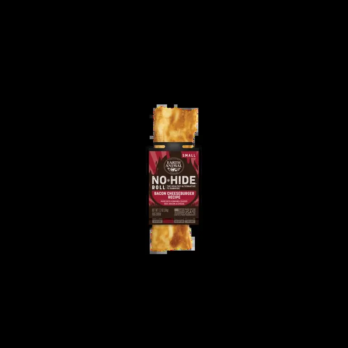 Earth Animal No-Hide Barbeque Rolls Bacon Cheeseburger Recipe Natural Rawhide Alternative Dog Chew, Small, 1.2 oz.