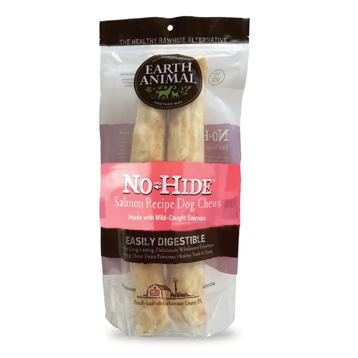 Earth Animal No-Hide Wild-Caught Salmon Large Natural Rawhide Alternative Dog Chews, 2 Pack
