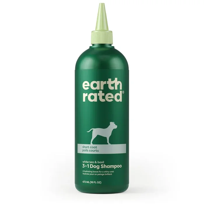 Earth Rated White Tea & Basil Short Coat 3 in 1 Dog Shampoo, 16 fl. oz.