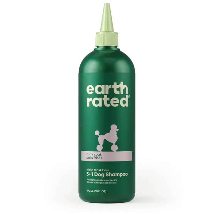 Earth Rated White Tea and Basil Curly Coat 3 in 1 Dog Shampoo, 16 fl. oz.
