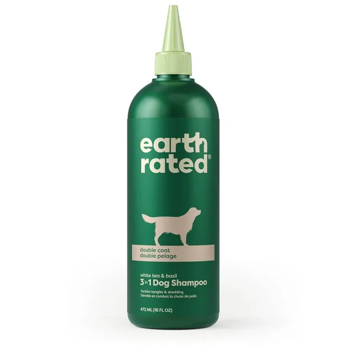 Earth Rated White Tea and Basil Double Coat 3 in 1 Dog Shampoo, 16 fl. oz.