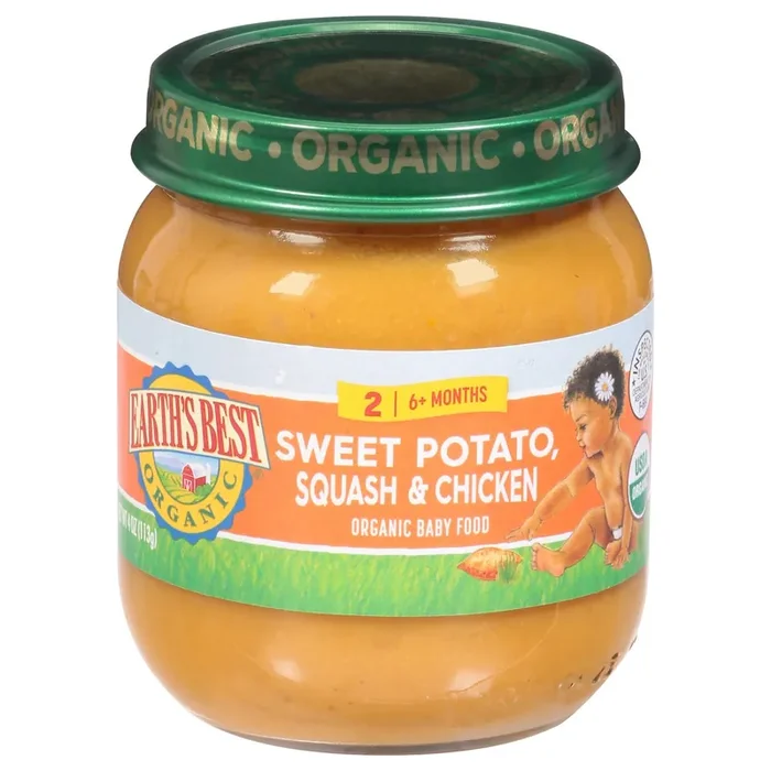 Earth‘s Best Organic 2 (6+ Months) Sweet Potato, Squash & Chicken Baby Food 4 oz