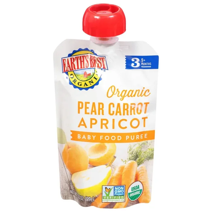 Earth‘s Best Organic 3 (9+ Months) Pear Carrot Apricot Baby Food 3.5 oz