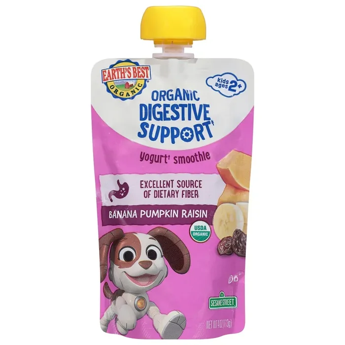 Earth‘s Best Organic Kids Ages 2+ Digestive Support Banana Pumpkin Raisin Yogurt Smoothie 4 oz