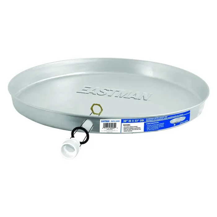 EASTMAN 20-in ID Aluminum Water Heater Drain pan with PVC Fitting
