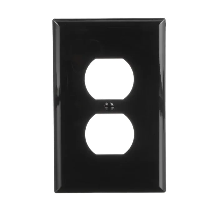 Eaton 1 -Gang Midsize Size Black Polycarbonate Indoor Duplex Wall Plate