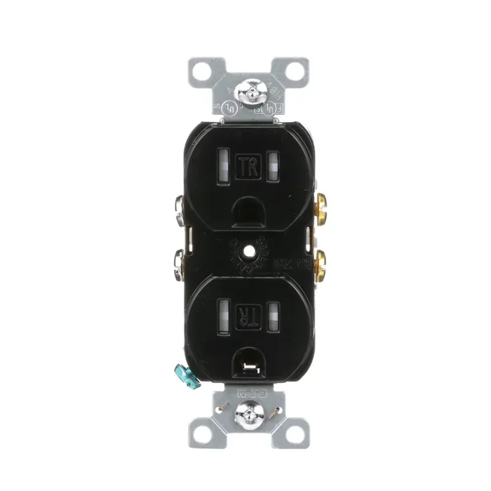 Eaton 15 -Amp 125-volt Tamper Resistant Commercial Duplex Outlet , Black