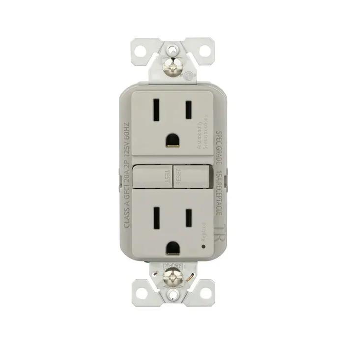 Eaton 15 -Amp 125-volt Tamper Resistant GFCI Residential Decorator Outlet , Gray
