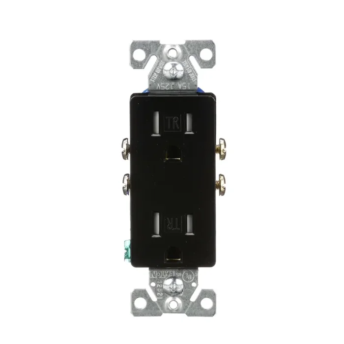 Eaton 15 -Amp 125-volt Tamper Resistant Residential/Commercial Decorator Outlet , Black