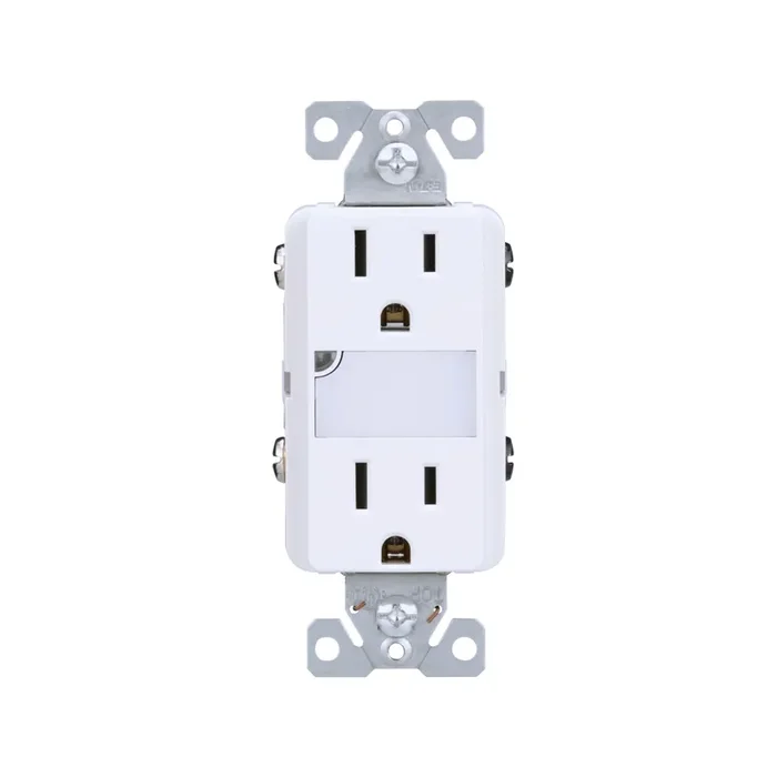 Eaton 15 -Amp 125-volt Tamper Resistant Residential Decorator Outlet with night light , White