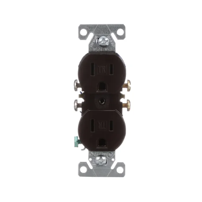 Eaton 15 -Amp 125-volt Tamper Resistant Residential Duplex Outlet , Brown