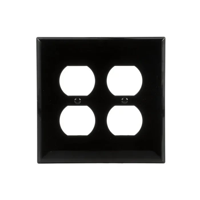 Eaton 2 -Gang Midsize Size Black Polycarbonate Indoor Duplex Wall Plate